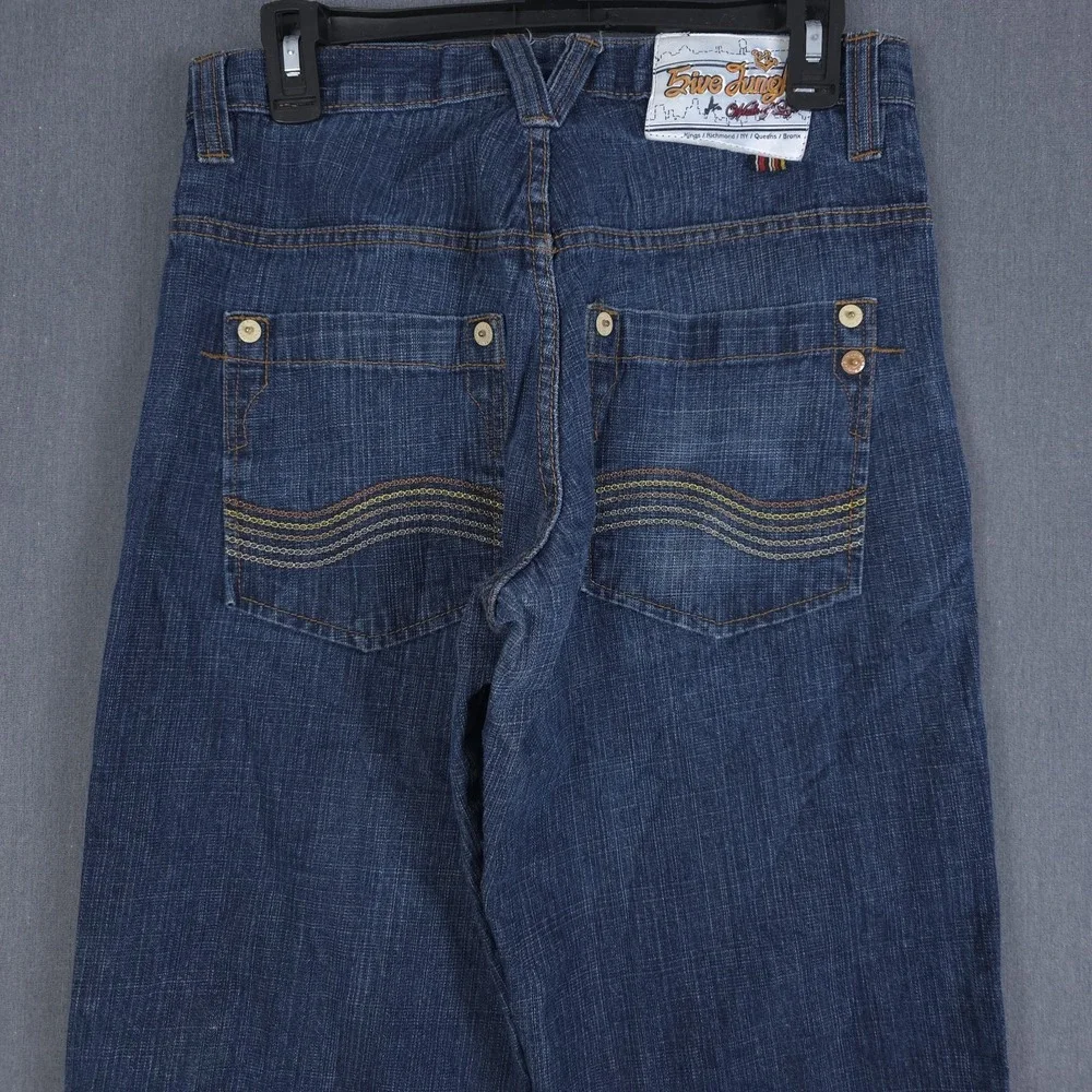 Vintage 5ive Jungle Jeans Mens 30 (Fits 29x28) Blue Wide Leg Baggy Denim Y2K